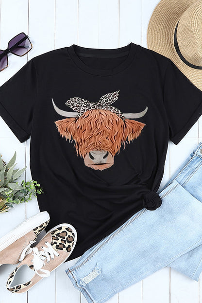 T-shirt à col rond avec motif animalier