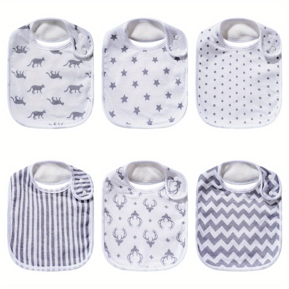 6pcs Baby Cotton Absorbent Bibs For Drooling Teething