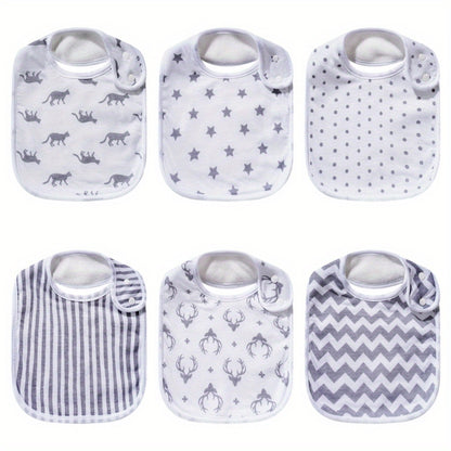 6pcs Baby Cotton Absorbent Bibs For Drooling Teething