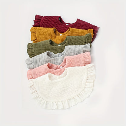 Serviette de salive à volants pour bébé 0-24M/0.0-944.88 pouces, bavoir en gaze de coton à 360 °, fournitures pour bébé, 1 pièce/6 pièces 