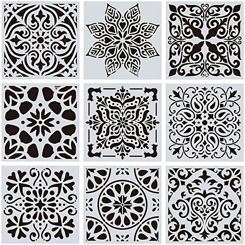 9pcs Reusable Mandala Dotting Stencils - Unleash Your Creative Side with DIY Wall, Door & Furniture Art!