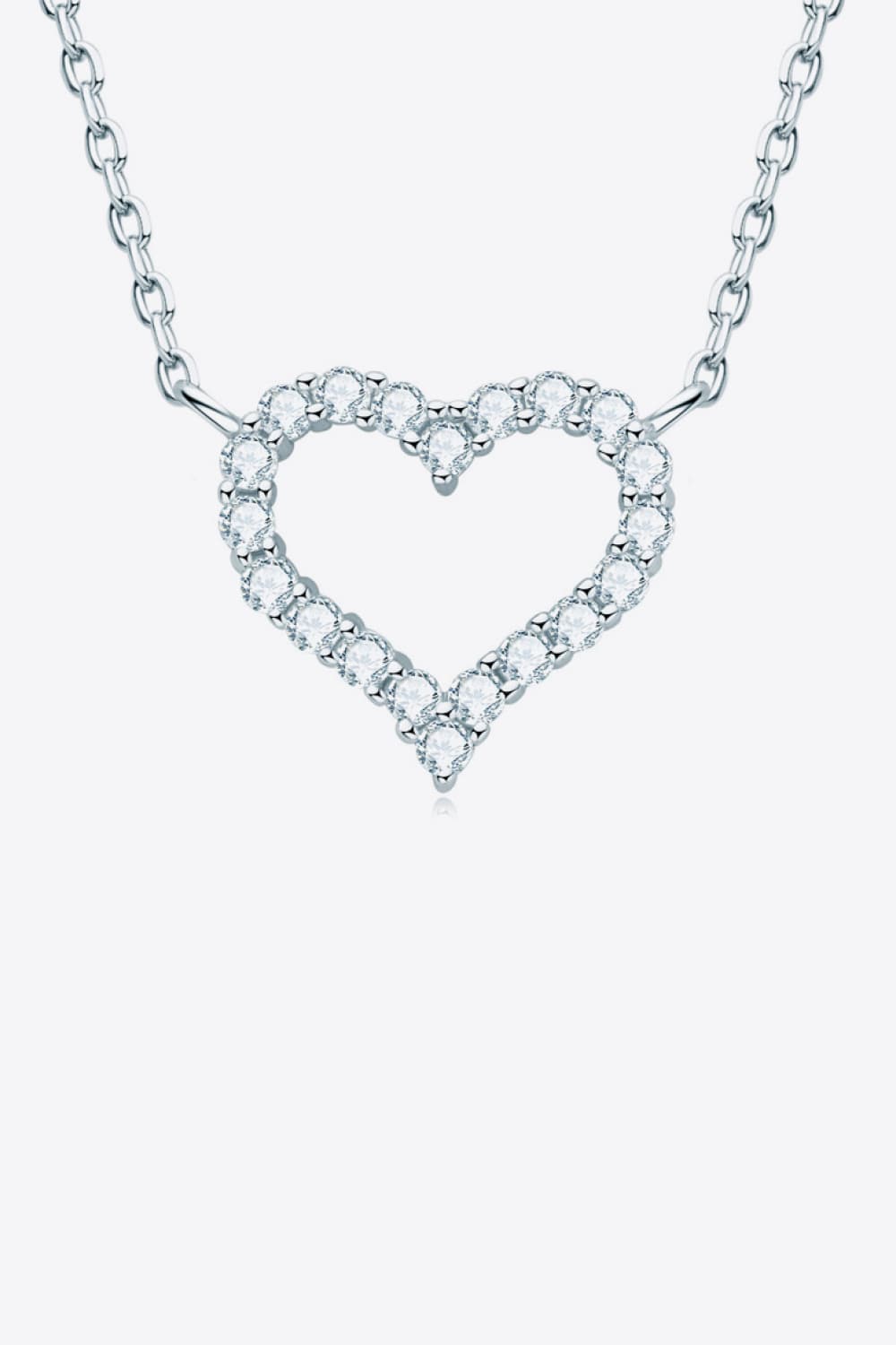 Collier cœur plaqué platine moissanite