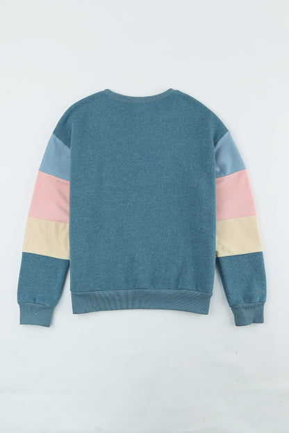 Color Block Ribbed Trim Sweatshirt