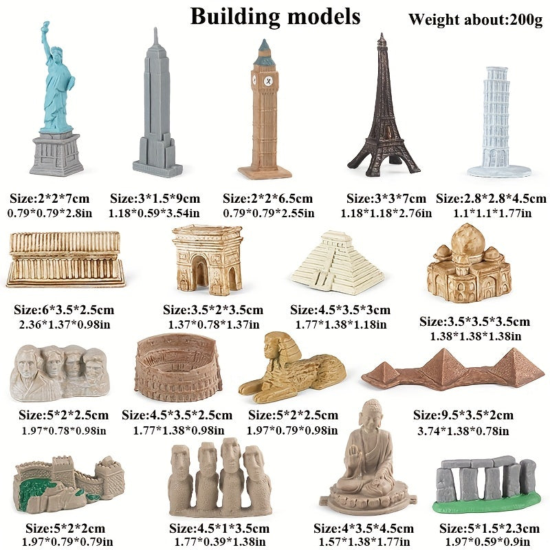 Ensemble de modèles de construction Montessori pour bébé, 17 pièces, grande muraille, colisée, tour Eiffel, jouet éducatif, cadeau pour enfants 