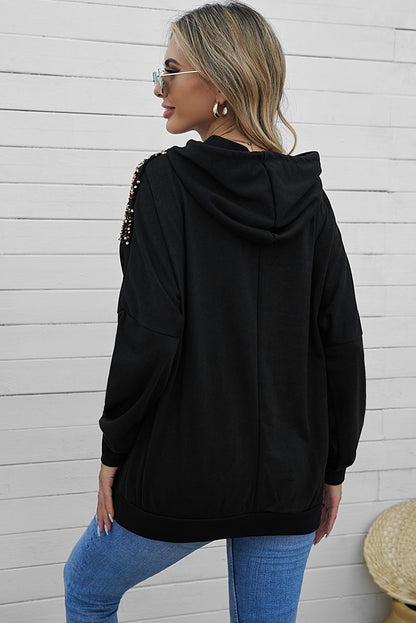 Chevron Sequin Drawstring Hoodie