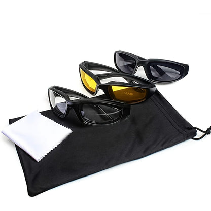 3 Pairs of Motorcycle Riding Glasses: UV Protection, Dustproof & Windproof - Perfect For Outdoor Riding!