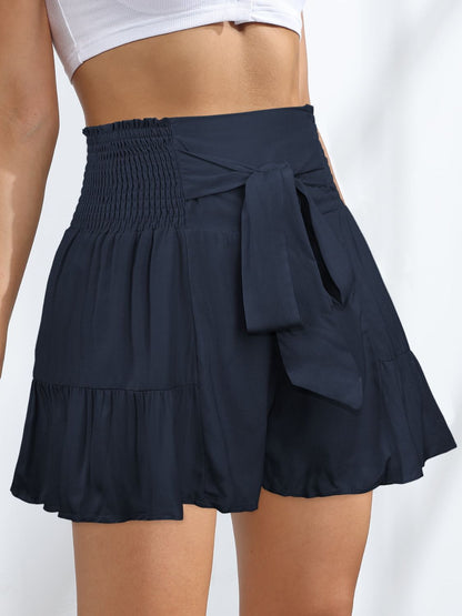 Short taille haute smocké noué sur le devant