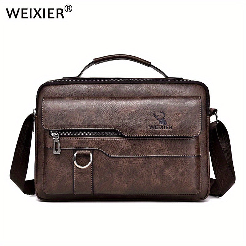 WEIXIER Crossbody Bag Men's Shoulder Bag Vintage Leather Vertical Hand Business Men's Casual Leather Bag Satchel Bag For Men Gift For Father /Anniversary