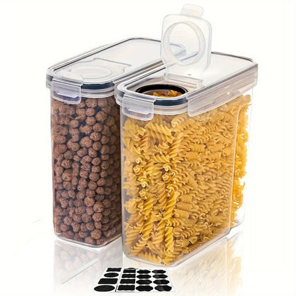 2/4pcs Cereal Storage Container Set, BPA Free Plastic Airtight Food Storage Containers 2.5L/88 Oz For Cereal, Snacks And Sugar With 24 Labels