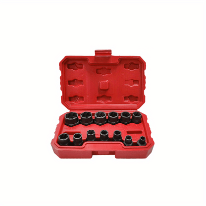 13pcs Bolt Extractor Set Impact Bolt & Nut Remover Set 3/8" 8-19mm Twist Socket Set Bolt Remover Tool Set For Damaged Frozen Rusted Bolts Nuts Screws