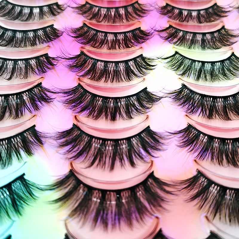 20 Pairs False Eyelashes 3D Faux Mink Lashes Natural Look Wispy Fake Eyelashes Fluffy Volume Long Thick Lashes