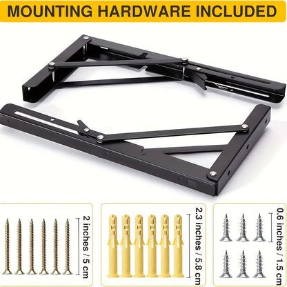 2pcs Heavy Duty Floating Folding Shelf Brackets Shelves Hardware, Floating Shelf Bracket 8 Inch, L Brackets For Shelves Folding Table Hinge Folding Shelf Bracket Folding Table Bracket Small Folding Bracket For Bench Table,Shelf Hinge Wall Mounted DIY