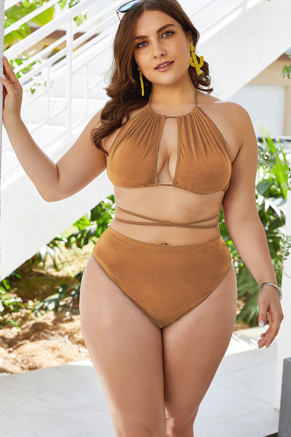 Ensemble de Bikini Dos Nu Noué à Découpe de Grande Taille