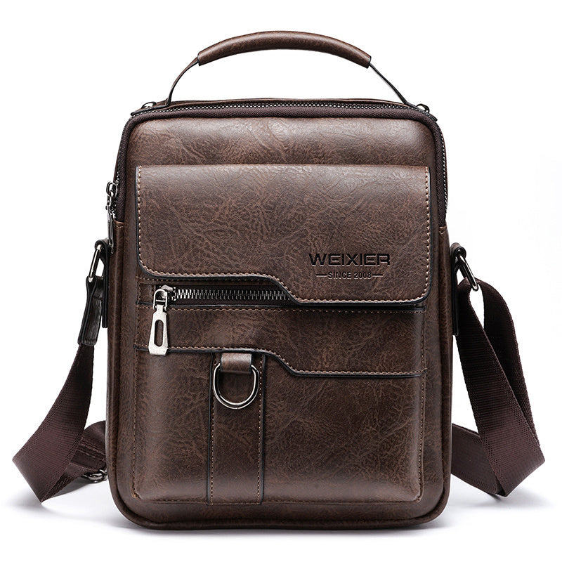 WEIXIER Crossbody Bag Men's Shoulder Bag Vintage Leather Vertical Hand Business Men's Casual Leather Bag Satchel Bag For Men Gift For Father /Anniversary