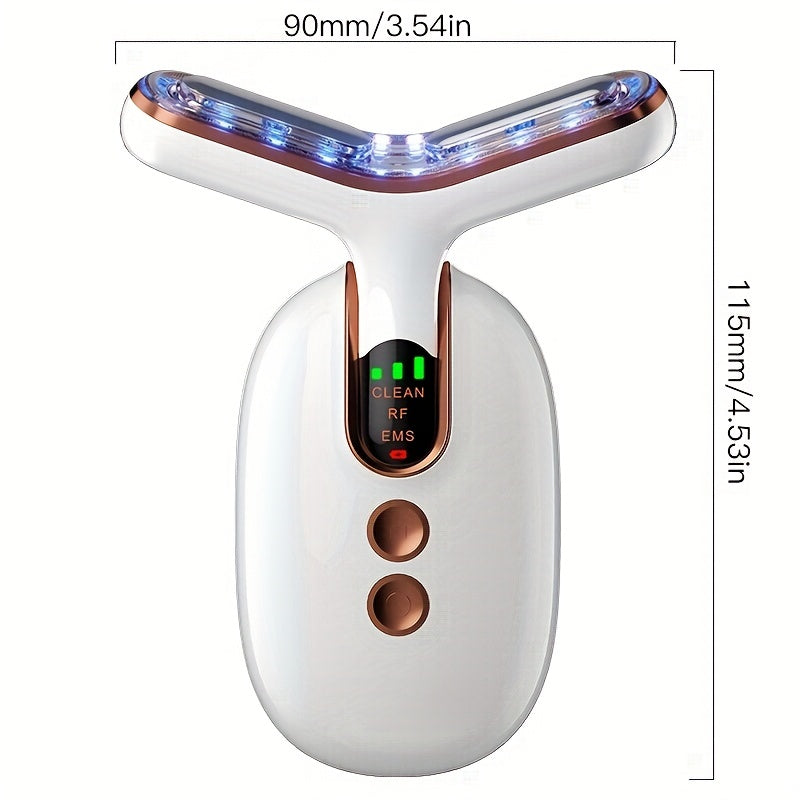 4-in-1 Radio Frequency Skin Tightening Machine: EMS Microcurrent Facial Device, Red Light Therapy, Thermal Vibrating Face Massager & More - Get Youthful & Flawless Skin Instantly!