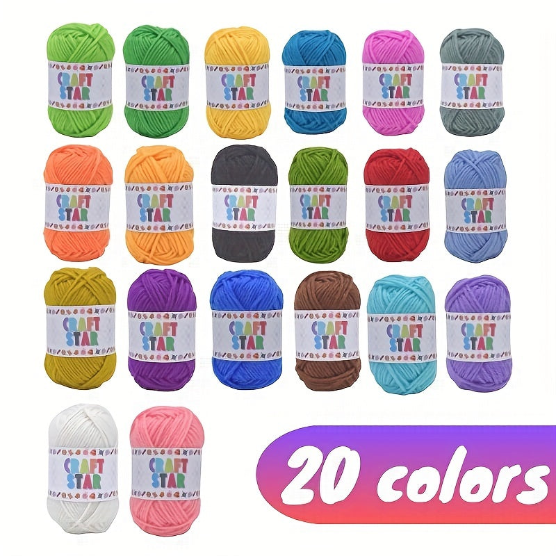 20pcs Acrylic Yarn Skeins - 1100 Yards Of Soft Yarn For Crocheting And Knitting Craft Project, Assorted Starter Crochet Kit Yarn Bulk For Adults And Kids, 25g