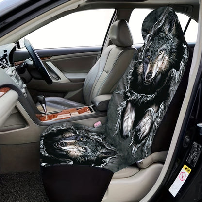 Upgrade Your Car Interior with a Stylish Denim Wolf Print Universal Seat Cover