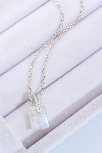 925 Sterling Silver Natural Moonstone Pendant Necklace