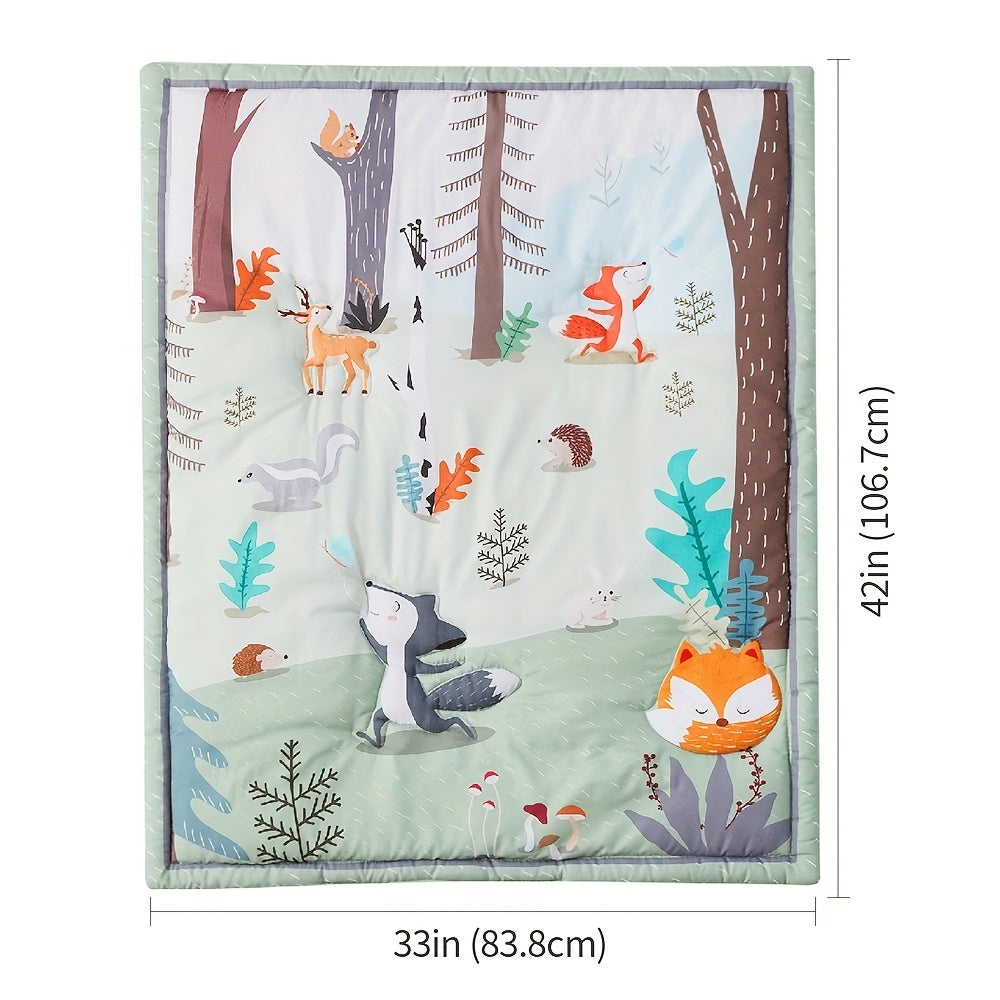 Woodland Animal Nursery Bedding Set   3-Piece Crib Bedding Set For Boys Girls, Soft Baby Bedding Set Including Blanket, Crib Skirt & Crib Sheets, Woodland Animal Nursery Bedding Set