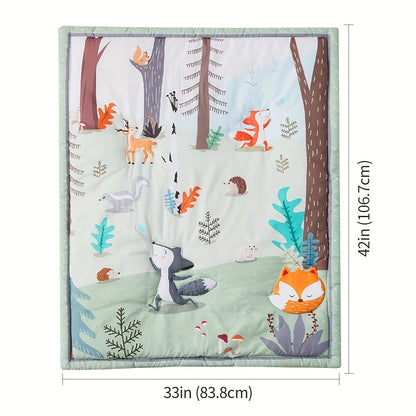 Woodland Animal Nursery Bedding Set   3-Piece Crib Bedding Set For Boys Girls, Soft Baby Bedding Set Including Blanket, Crib Skirt & Crib Sheets, Woodland Animal Nursery Bedding Set