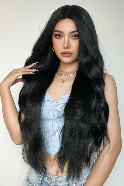 Full Machine Long Wave Synthetic Wigs 28''