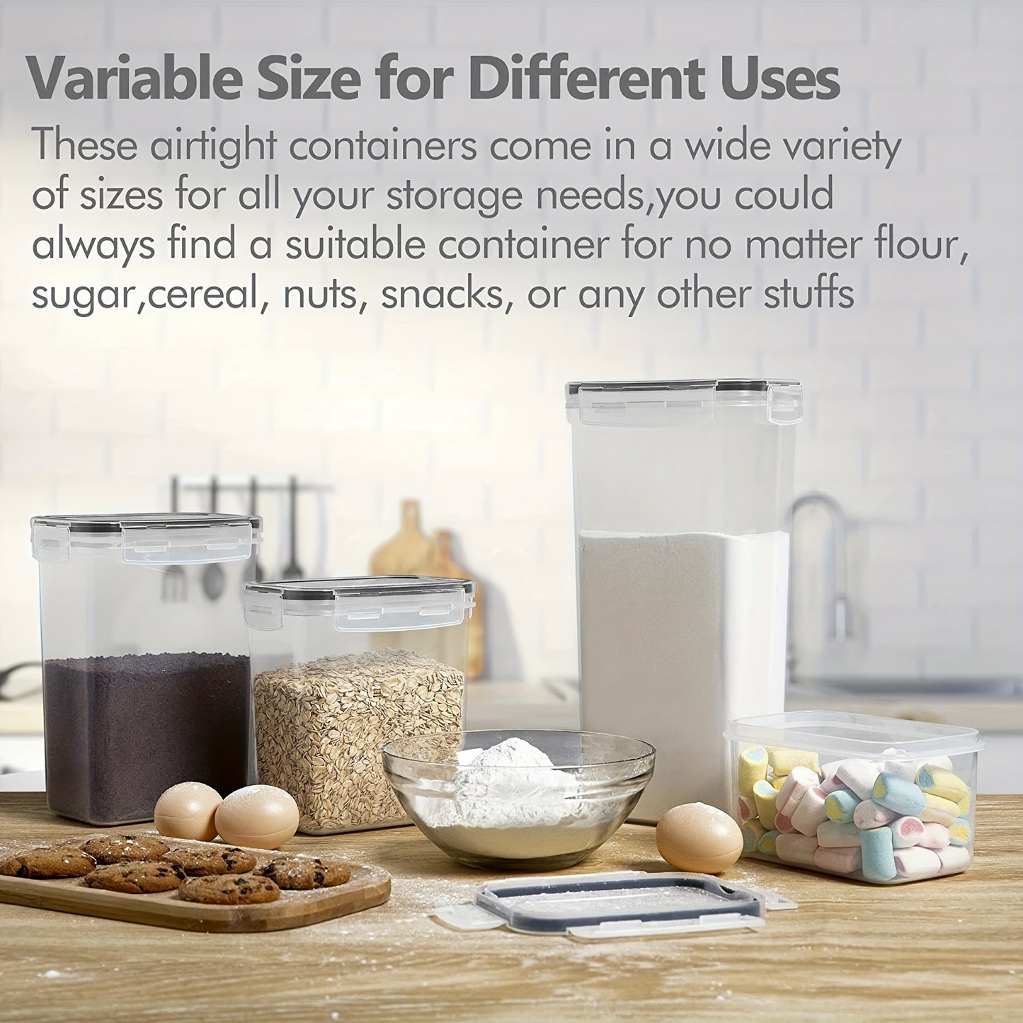 9pc Airtight Food Storage Containers Set - BPA Free Plastic Canisters, Lids, Labels & Dishwasher Safe - Perfect For Kitchen Pantry Storage!