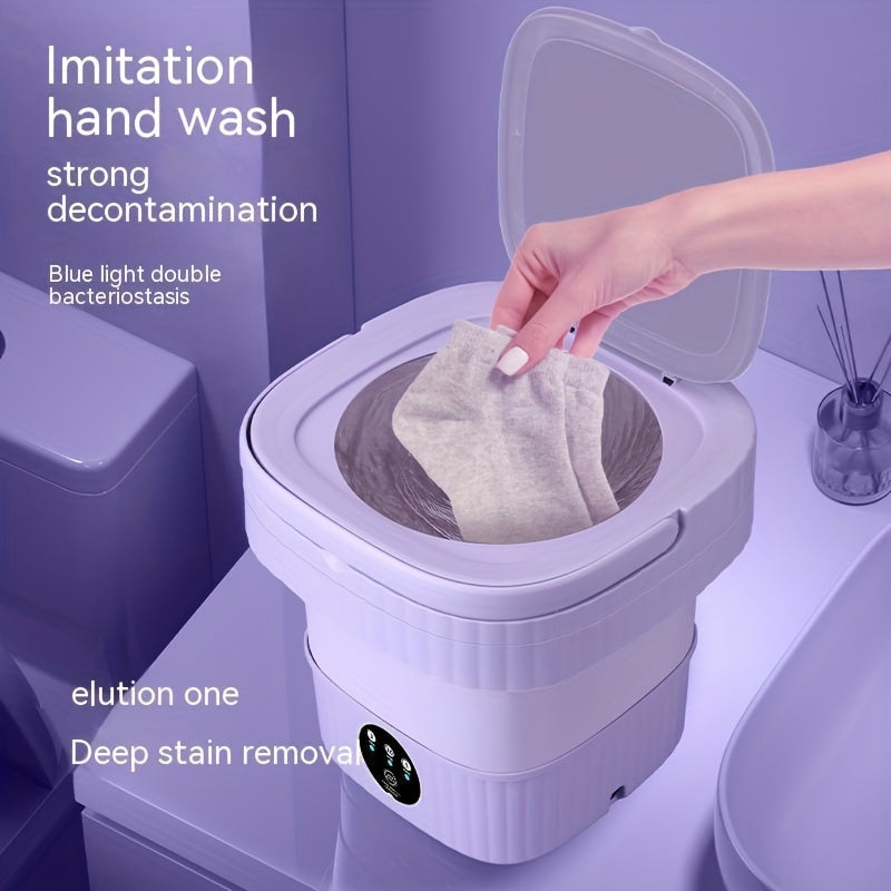 (US Plug) Mini Folding Washing Machine, Small Washing & Dry In One Thin Clothes Towel Baby Clothes Dormitory Washing Socks Tool