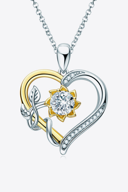 Collier pendentif coeur moissanite bicolore 1 carat