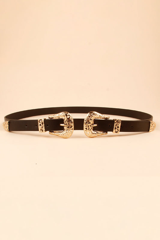 Double Buckle PU Leather Belt