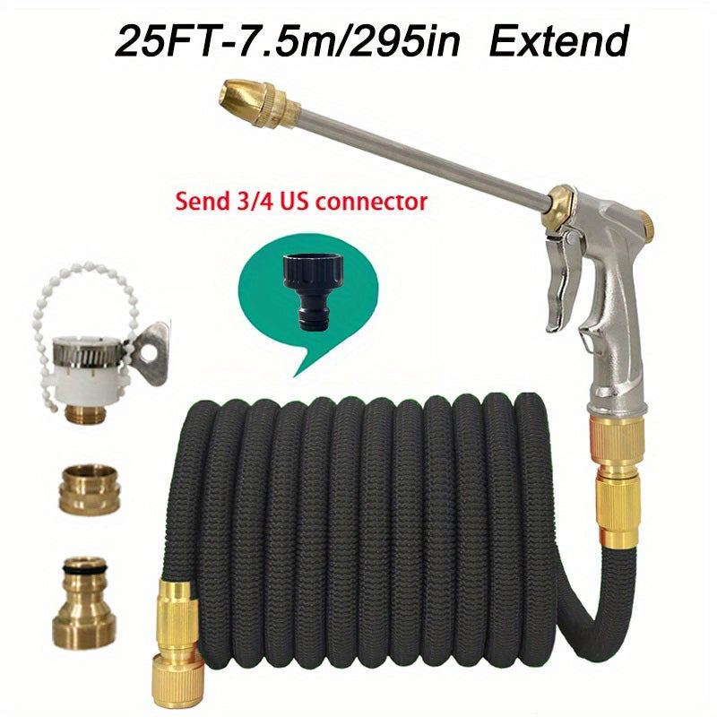 Upgrade Your Car Washing Game with this Retractable High-Pressure Metal Nozzle Hose Set!