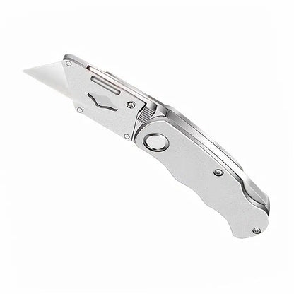 1pc Multifunction Folding Knife, Portable Pocket Knife, Electrician Utility Knife With 10pcs Blades Paper Cutter DIY Hand Tools, Stainless Steel Utility Knife, Woodworking Outdoor Camping Multifunctional High-Carbon Steel Wallpaper Cutting