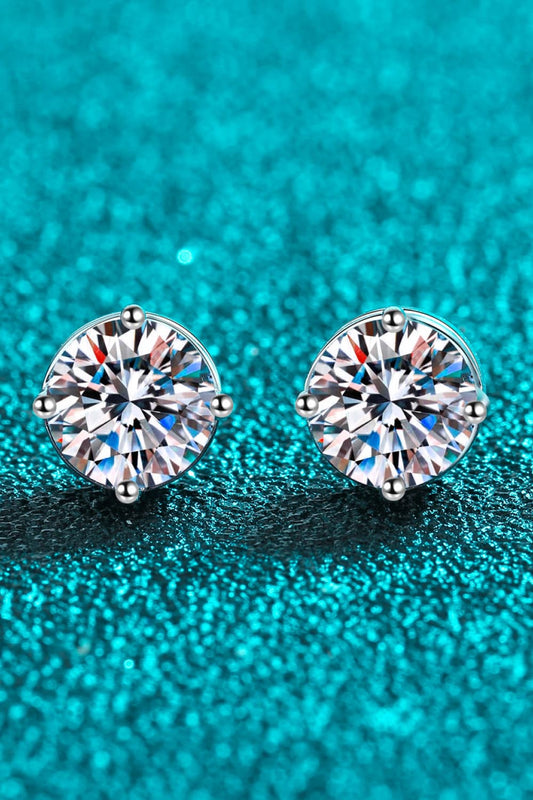 Boucles d'oreilles à tige plaquées rhodium moissanite 2 carats