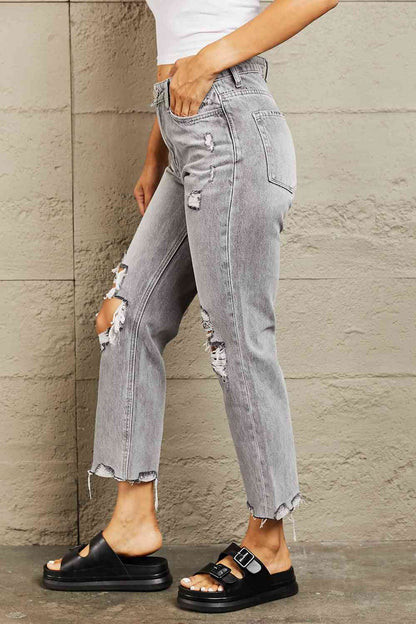 BAYEAS High Waisted Cropped Straight Jeans