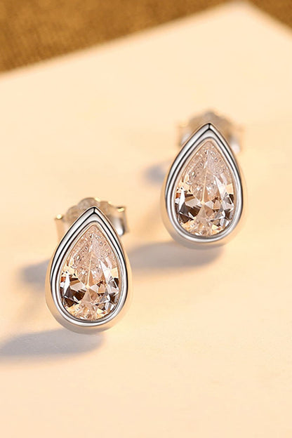 Boucles d'oreilles à tige en argent sterling 925 en forme de larme avec zircon