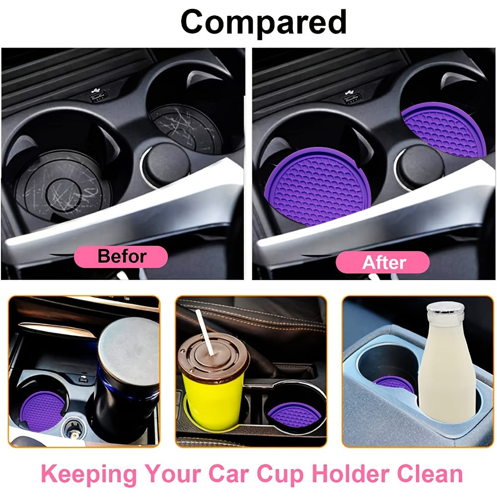 4pcs ZukMi Car Cup Coasters: Anti-Slip Silicone Cup Holders for Universal Vehicle Interior Accessories