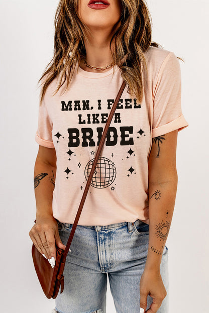 Graphic Cuffed Sleeve Round Neck T-Shirt