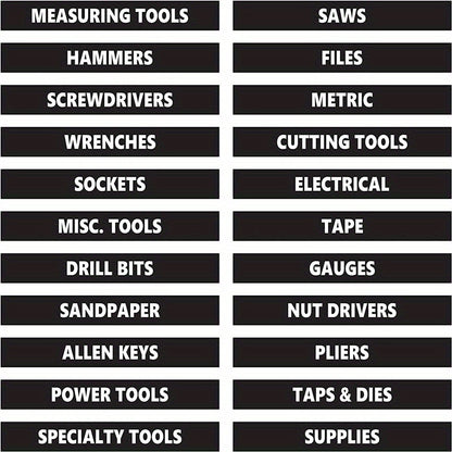 Étiquettes organisationnelles de la boîte à outils (22 pièces/ensemble) 