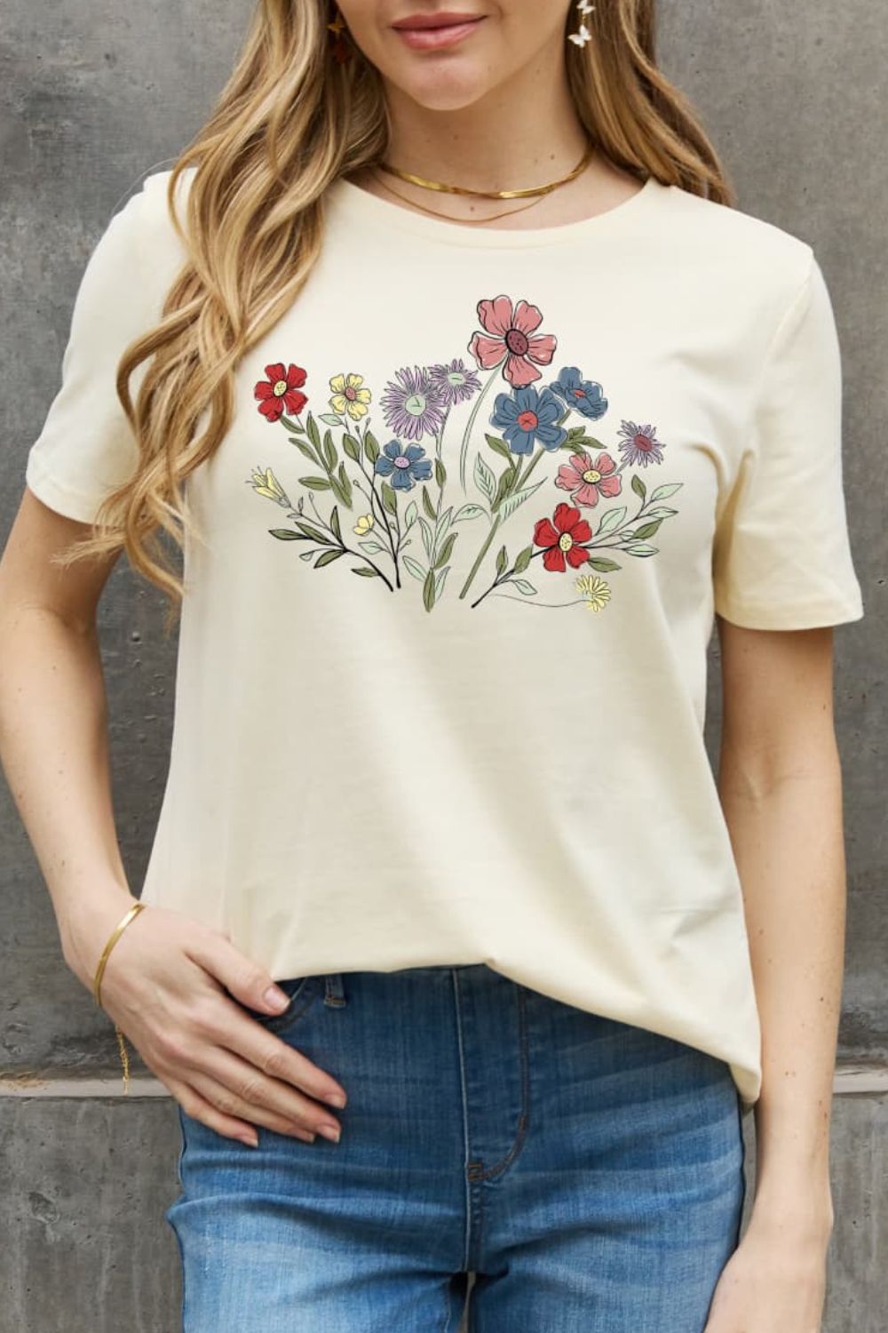 Simply Love Full Size Flower Graphic Cotton Tee