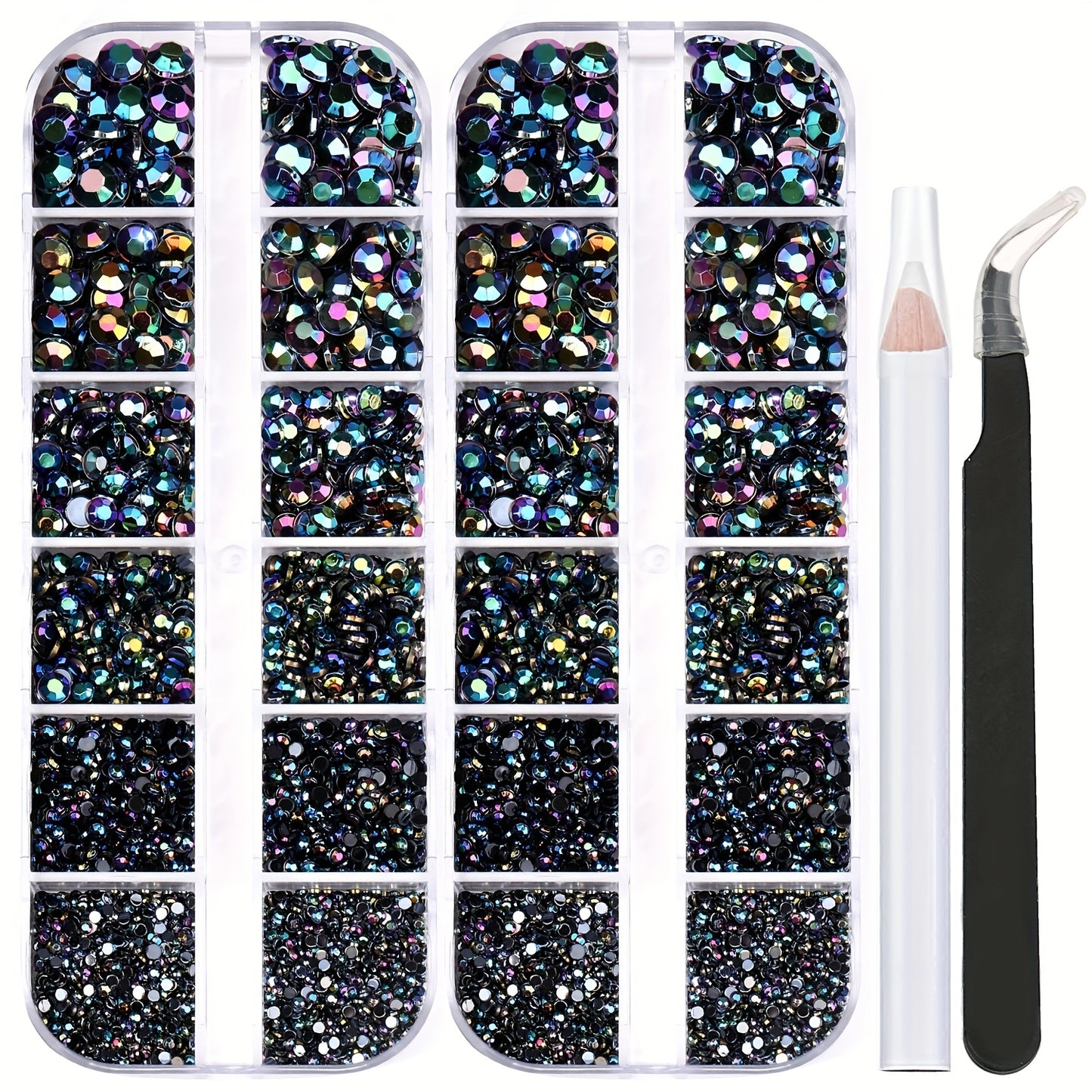 5320 pieces 6 Sizes Flat Back Crystal Rhinestones with Pick Up Tweezer and Picking Pen for Crafts, Nails, Faces, Clothes, Shoes, Bags - DIY Jewelry Making Supplies