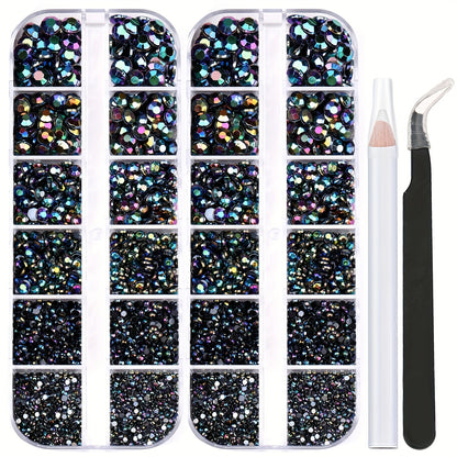 5320 pieces 6 Sizes Flat Back Crystal Rhinestones with Pick Up Tweezer and Picking Pen for Crafts, Nails, Faces, Clothes, Shoes, Bags - DIY Jewelry Making Supplies