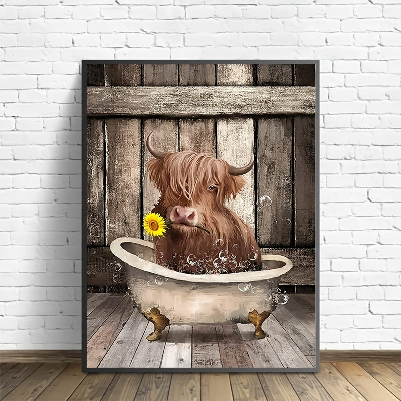 1pc Cute Cow Bubble Bath Diamond Painting Kit, 7.8*11.8in Adult Beginner DIY Painting, DIY Full Rhinestone Painting Picture Art Crafts, Used For Home Wall Art Decoration For Parents And Kids Family Time (Cow/Animal)