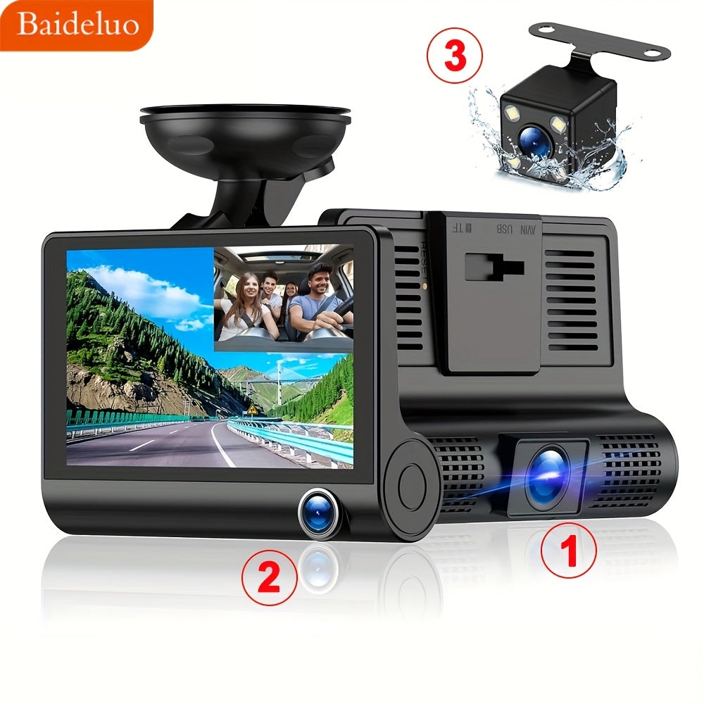 3-in-1 Car Dash Cam: 3.8 Video Recorder with 3 Cameras for Maximum Road Safety