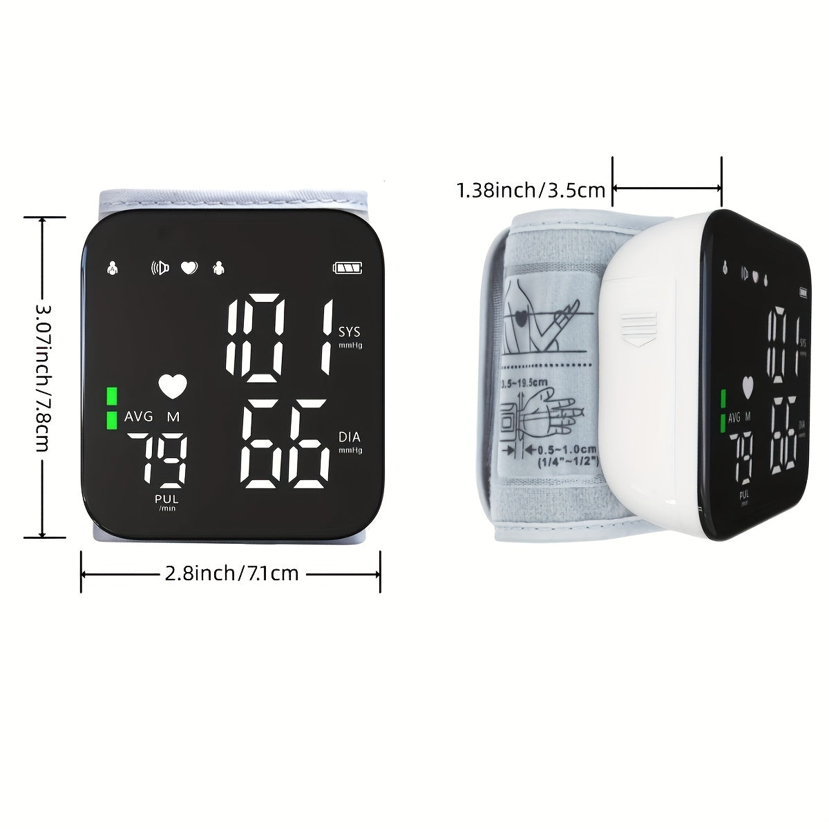 1pc Digital Wrist Blood Pressure Monitor with Irregular Heart Beat Detection - Large Display & Adjustable Cuff - Battery Not Included