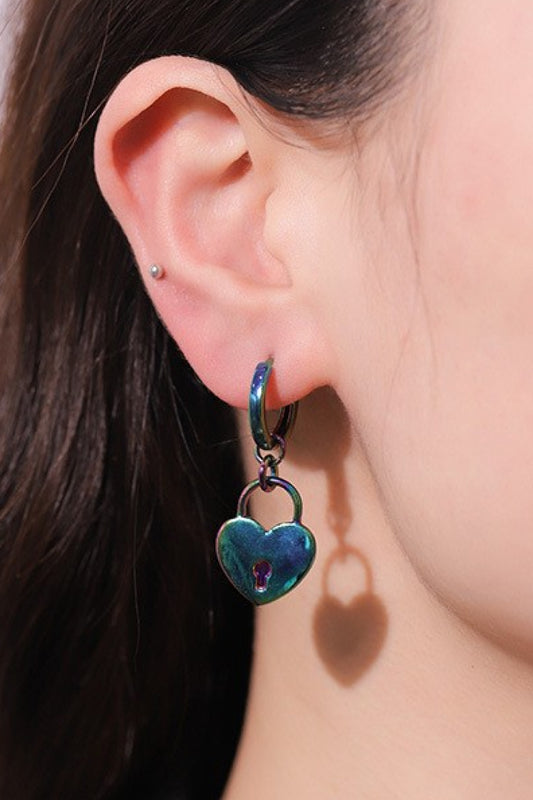 Boucles d'oreilles pendantes coeur multicolore