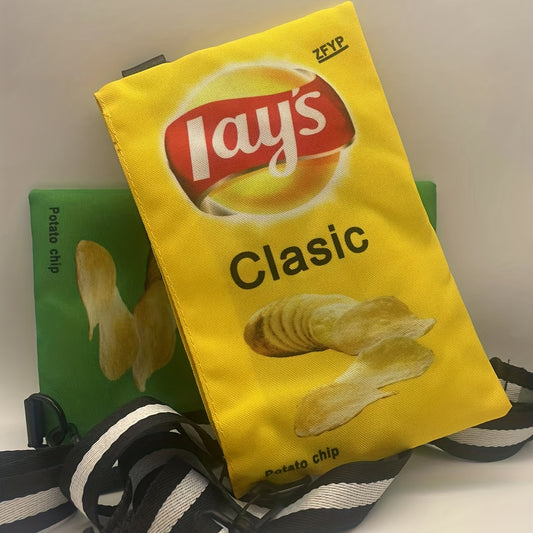 Add Some Fun to Your Outfit with this Adjustable Potato Chip Canvas Bag!