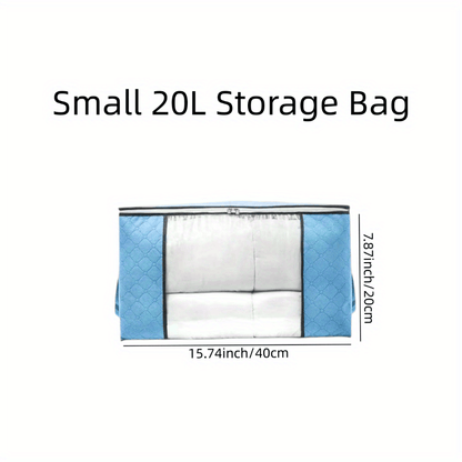 1pc Clothes Storage Bag, Houndstooth Pattern Folding Fabric Storage Bag, Large Capacity Waterproof Moisture-proof Cotton Quilt Storage Bag, Home Organization And Storage