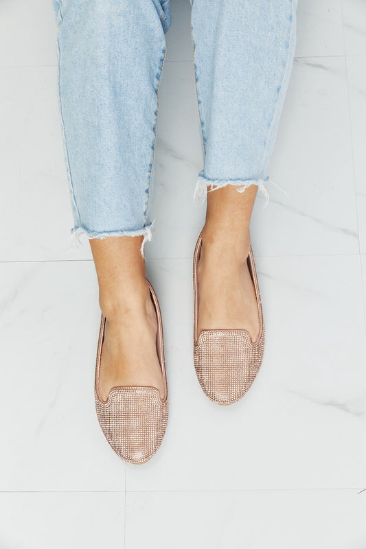 Forever Link - Chaussures plates à bout rond avec strass - Or rose