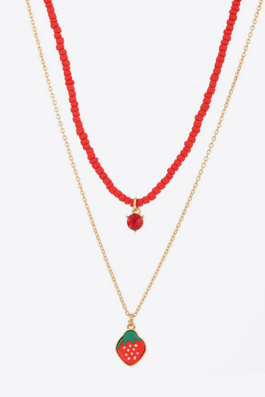 Collier double couche avec pendentif fruit