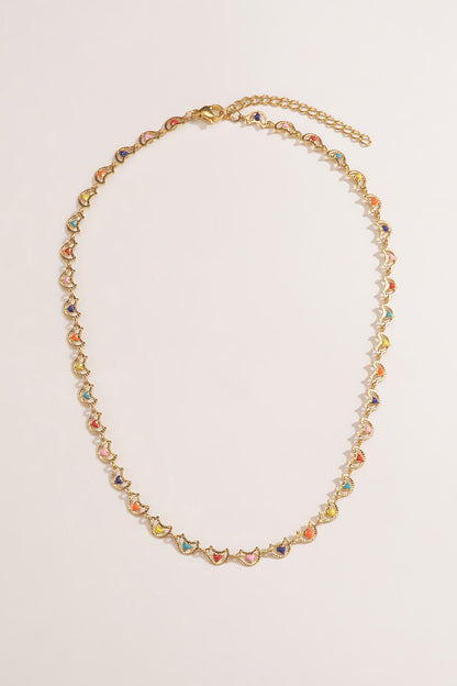 Collier en acier inoxydable coeur multicolore