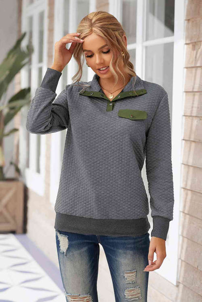 Collared Neck Long Sleeve Top